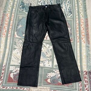 GAP Vintage Straight Fit Men Black Leather Pants Size W32 L30